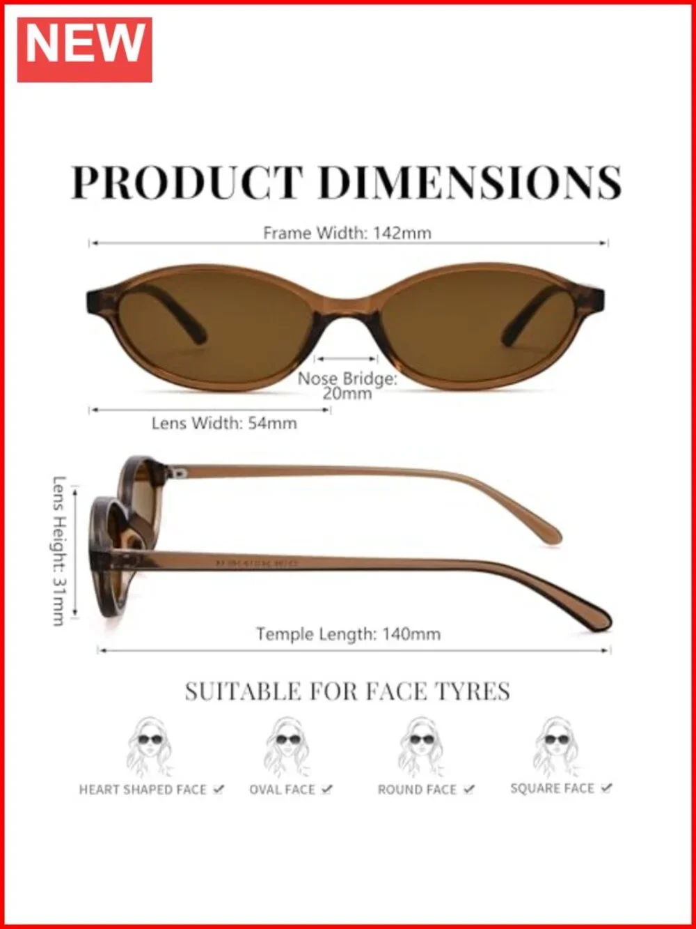 Retro Oval Cat Eye Y2K Narrow Frame Sunglasses with UV Protection